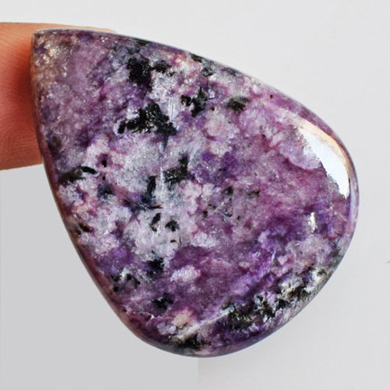 Pendant Stone Handmade AG-12529 Pear Shape Size 38x28x5 MM Jewellery Components Natural Purple Charoite Cabochon Loose Semi Precious