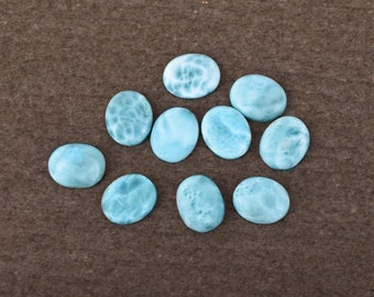 Larimar Cabochon Gemstone Natural 3X5 MM To 20X30 MM Oval Shape Flat Back Calibrated Loose Gemstone Lot For Earring Ring And Jewelry Making