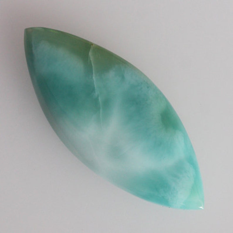 Jewellery Making Marquise Shape Authentic Larimar Dominican Republic AG-12978 Size 39x16x4 MM Blue Pectolite Natural Larimar Cabochon