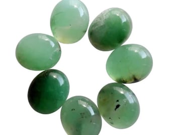 AAA+ Quality Natural Green Chrysoprase Oval Shape Cabochon Flat Back Calibrated Wholesale Gemstone For Jewelry Making All Sizes Available