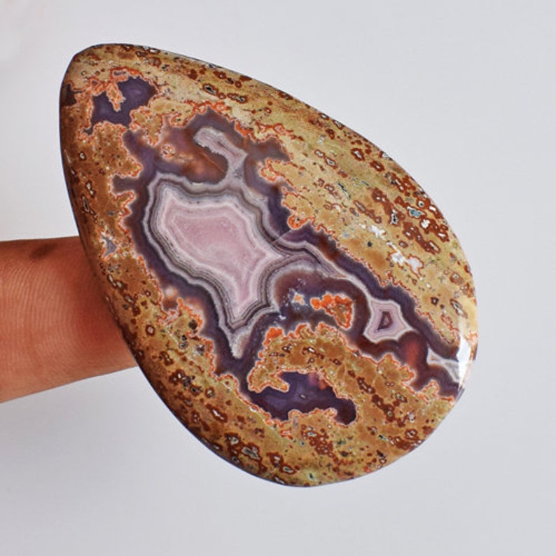 Pear Shape Size 61x38x6 MM AG-12816 Handmade Pendant Stone Affordable Price Natural Purple Passion Agate Cabochon New Jewellery Making