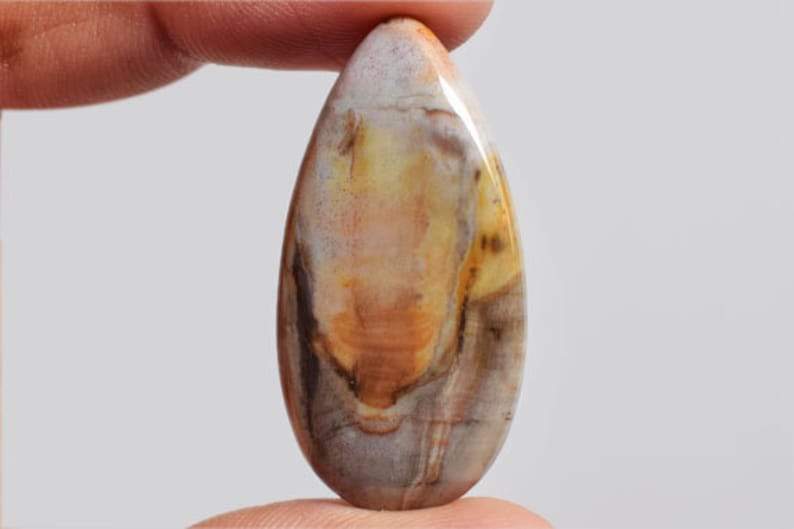 AG-13269 Jewellery Making Stone For Pendant Wholesale Price Size 36x18x5 MM Flat Back 100/% Natural Petrified Wood Pear Shape Cabochon