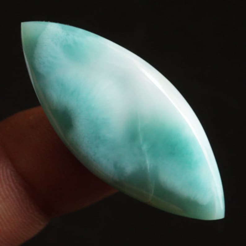 Jewellery Making Marquise Shape Authentic Larimar Dominican Republic AG-12978 Size 39x16x4 MM Blue Pectolite Natural Larimar Cabochon