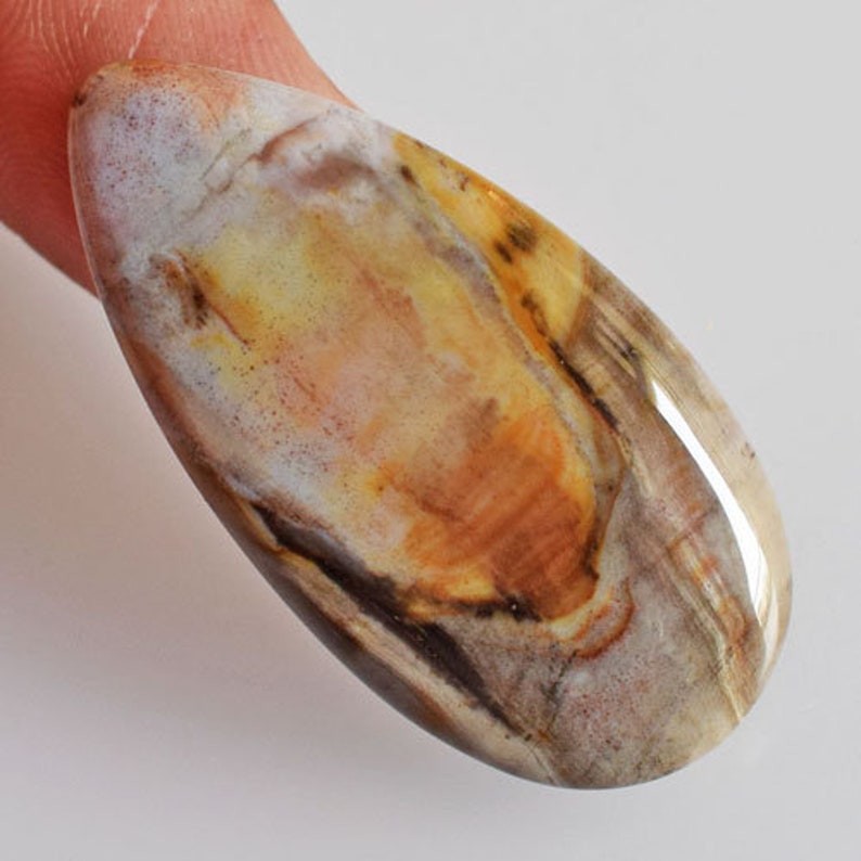 AG-13269 Jewellery Making Stone For Pendant Wholesale Price Size 36x18x5 MM Flat Back 100/% Natural Petrified Wood Pear Shape Cabochon