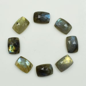 Pierres précieuses rectangulaires en labradorite à facettes, pierres calibrées à dos plat en labradorite pour la fabrication de bijoux, pierres précieuses en gros de toutes tailles