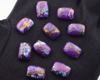 Natürliche Lila Kupfer Türkis Rechteck kalibriert Lose Edelstein Cabochon 3x5 - 20 x 30 mm | Schmuckherstellung Stein | Grosshandelsmenge Verfügbar