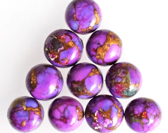 Top Quality Purple Copper Mohave Turquoise Round Shape Cabochon AAA+ Flat Back Calibrated Wholesale Gemstone For Jewelry Making All Sizes