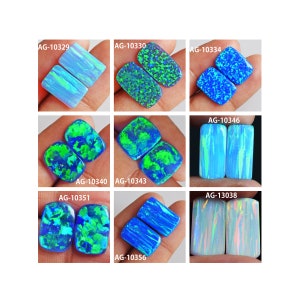 Belle paire de cabochons d'opale de feu bleu scintillant, cabochon de pierres précieuses d'opale, pierres précieuses en vrac, ensemble de paires de boucles d'oreilles assorties, pierres de fabrication de bijoux en opale