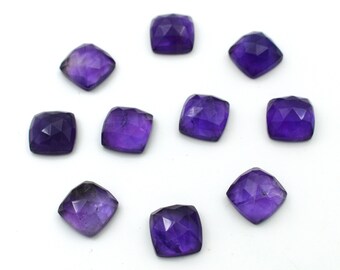 Purple Amethyst Faceted Gemstone Natural 3X3 MM To 15X15 MM Cushion Shape Polished Gemstones Lot For Earring Ring Pendant And Jewelry Making