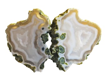 Druzy Agate Geode Pair, Natural Crystal Cabochons for Jewelry Making