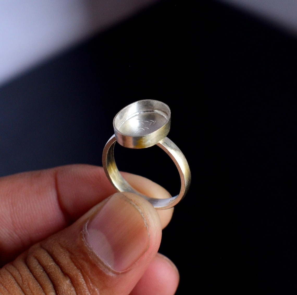 925 Sterling Silver Blank Setting Ring Collet 4x6 to 20x30mm Oval Shape ...