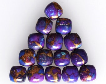 Natural Purple Copper Mohave Turquoise Cushion Shape Cabochon Flat Back Polished Calibrated Wholesale Gemstone For Jewelry Making