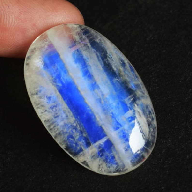 Cab AG-7428 Pear Shape Ring Stone Jewelry Making Smooth Attractive Natural Blue Full Flashy Rainbow Moonstone Cabochon Wholesale Price