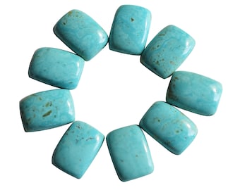Arizona Turquoise Rectangle Cabochon Calibrated Gemstone | Natural Flat Back Loose Stone for Jewelry Making | Rectangle Cabochon Gemstone