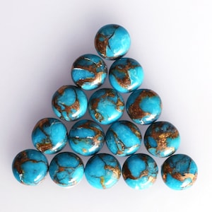 Blue Copper Mohave Turquoise Cabochon Gemstone 3 MM To 25 MM Round Shape Polished Loose Gemtone Lot For Earring Pendant And Jewelry Making