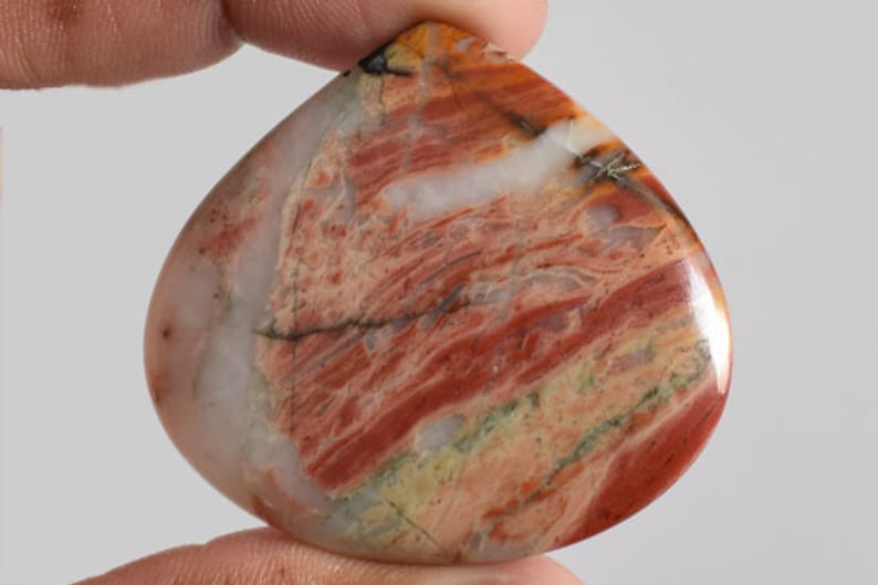 Jewellery Making AG-13227 Pendant Stone Size 40x43x5 MM Heart Shape Affordable Price Rare Snakeskin Jasper Cabochon Healing Gemstone