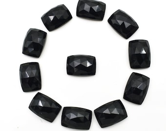 Natural Black Onyx Faceted Rectangle Calibrated Faltback Calibrated Gemstone For Jewelry Making All Sizes Available 6x8-20x30mm