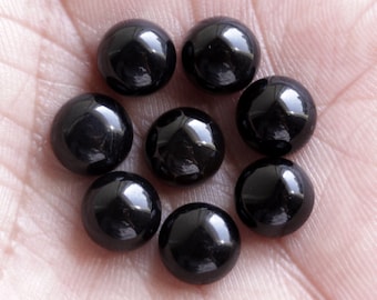 AAA+ Quality  Black Onyx Round Shape Cabochon Flat Back Polished Calibrated Wholesale Gemstone For Jewelry Making, All Sizes Available