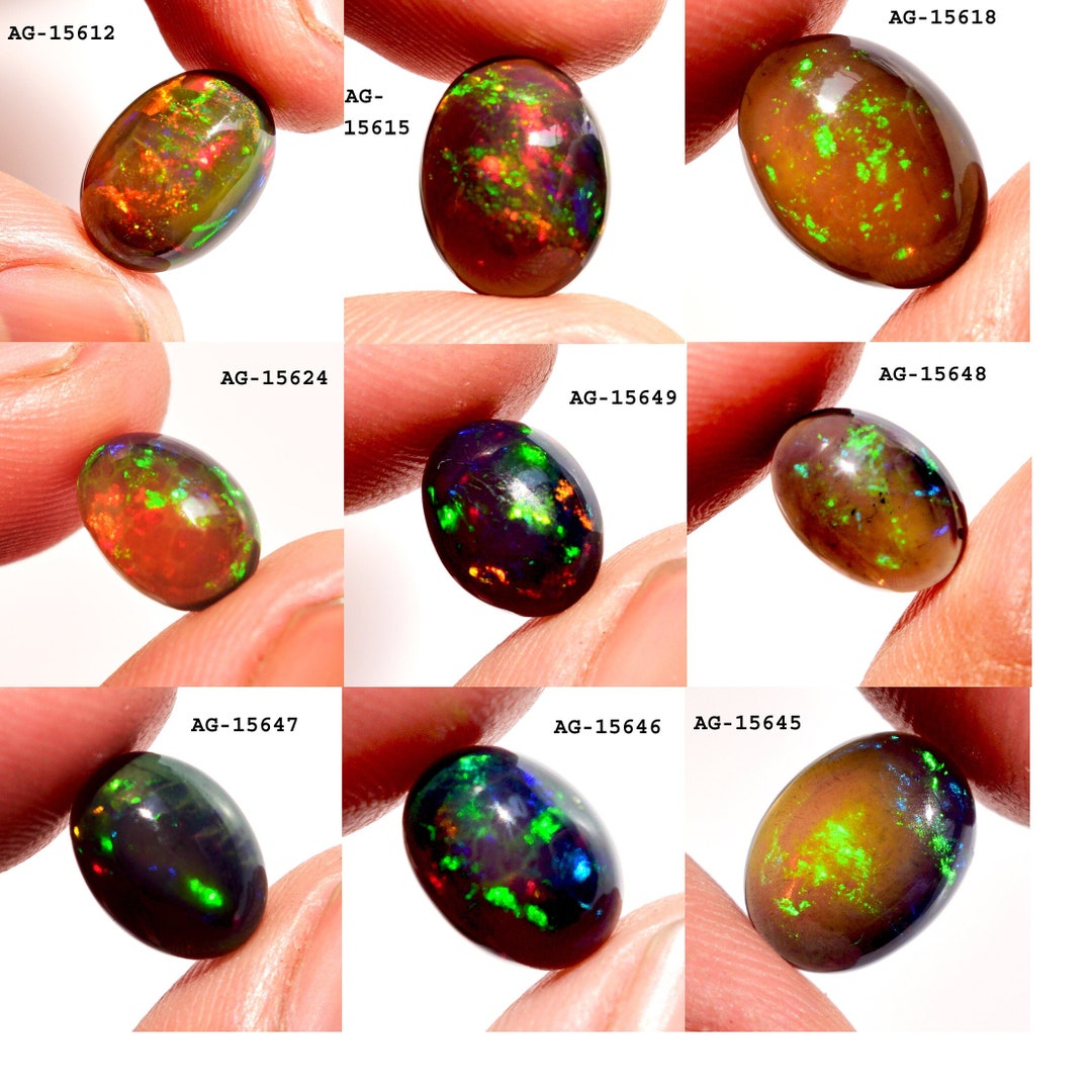 OPAL_WORLD Äthiopischer Opal 8x10mm - Schwarzer Feueropal In AAA Qualität Oval