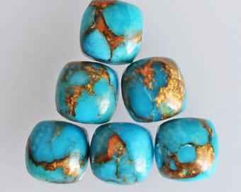 AAA+ QUALITY Natural Blue Copper Mohave Turquoise Square Shape Cabochon Flat Back Polished Calibrated Gemstone For Jewelry Making