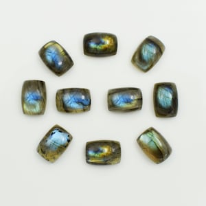 Cabochon calibré rectangulaire à dos plat en labradorite naturelle pour la fabrication de bijoux, cabochon en labradorite bleue, pierre précieuse polie
