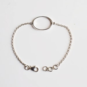 Sterling Silver Bezel Cup Bracelet, Oval Gemstone Setting, 7 inch