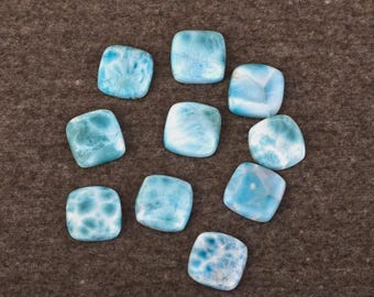 AAA+ Grade Genuine Dominican Larimar Cushion Shape Cabochon Flat Back Polished Calibrated Wholesale Gemstone For Jewelry Making