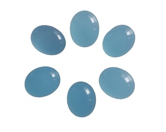 AAA+ Quality Brazilian Blue Chalcedony Oval Shape Cabochon Flat Back Calibrated Wholesale Gemstone For Jewelry Making All Sizes Available