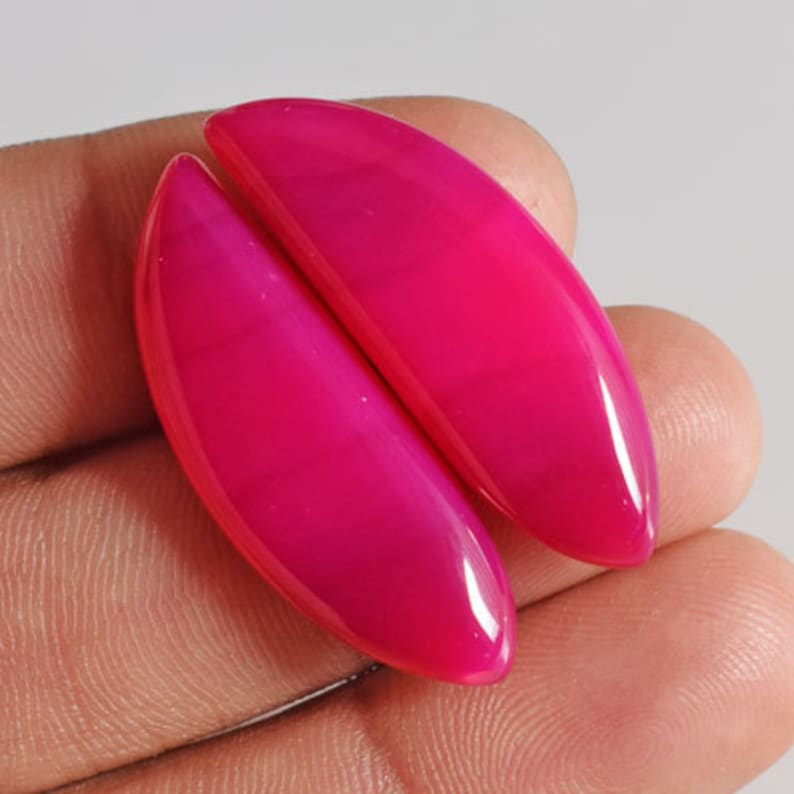 Jewellery Making Size 31x11x4.5 MM Crafts AG-12079 Stone For Earring Dark Pink Botswana Agate Pair Cabochon Agate Supply New Gemstone