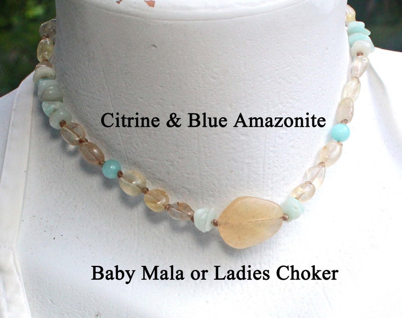 BABY MALA Good Fortune Beaded Choker Healing Crystals for Children Baby Necklace Necklace for Kids Toddler Beaded Choker