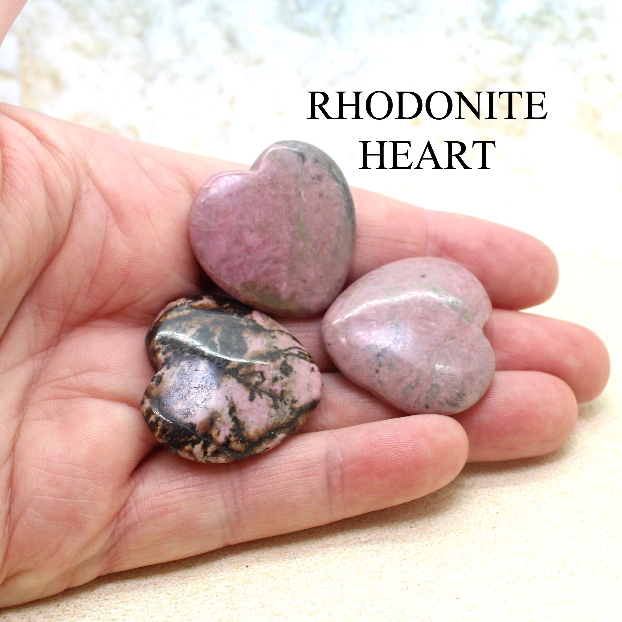 love stone healing stone protection stone Rhodonite heart