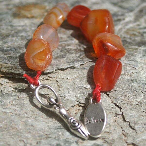 Carnelian Goddess Affirmation Beads - Positive Thinking, Lucky 7, Affirmation, Secret, Universe. Power of Positive Thinking