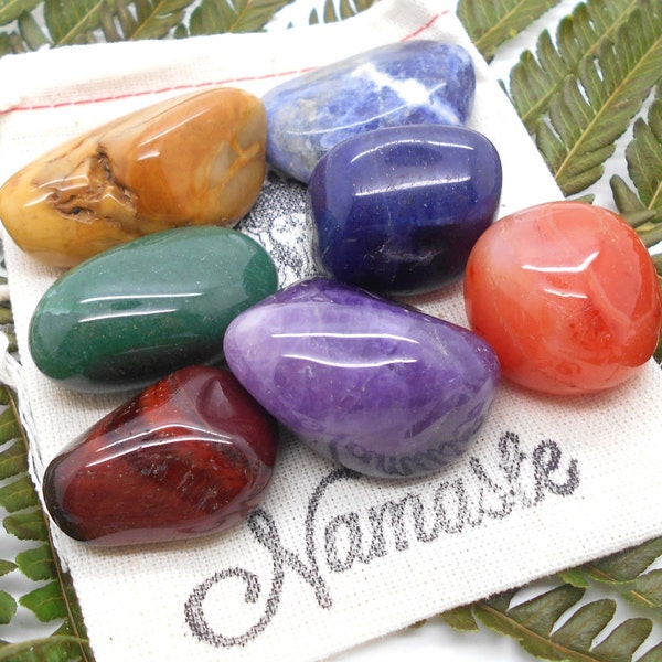 Healing Chakra and Reiki Stone Gift Set - Meditation, Zen, Crystal Healing, Feng Shui, Reiki, Wicca, Tumbled, Gemstones, Chakra Stone Kit