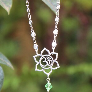 Ohm Necklace - Personalized Ohm Necklace, Ohm Flower Necklace, Birthstone Necklace, Yoga Jewelry