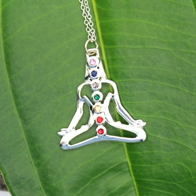 Yoga Pose Chakra Necklace with Birthstone Semi Precious | Etsy