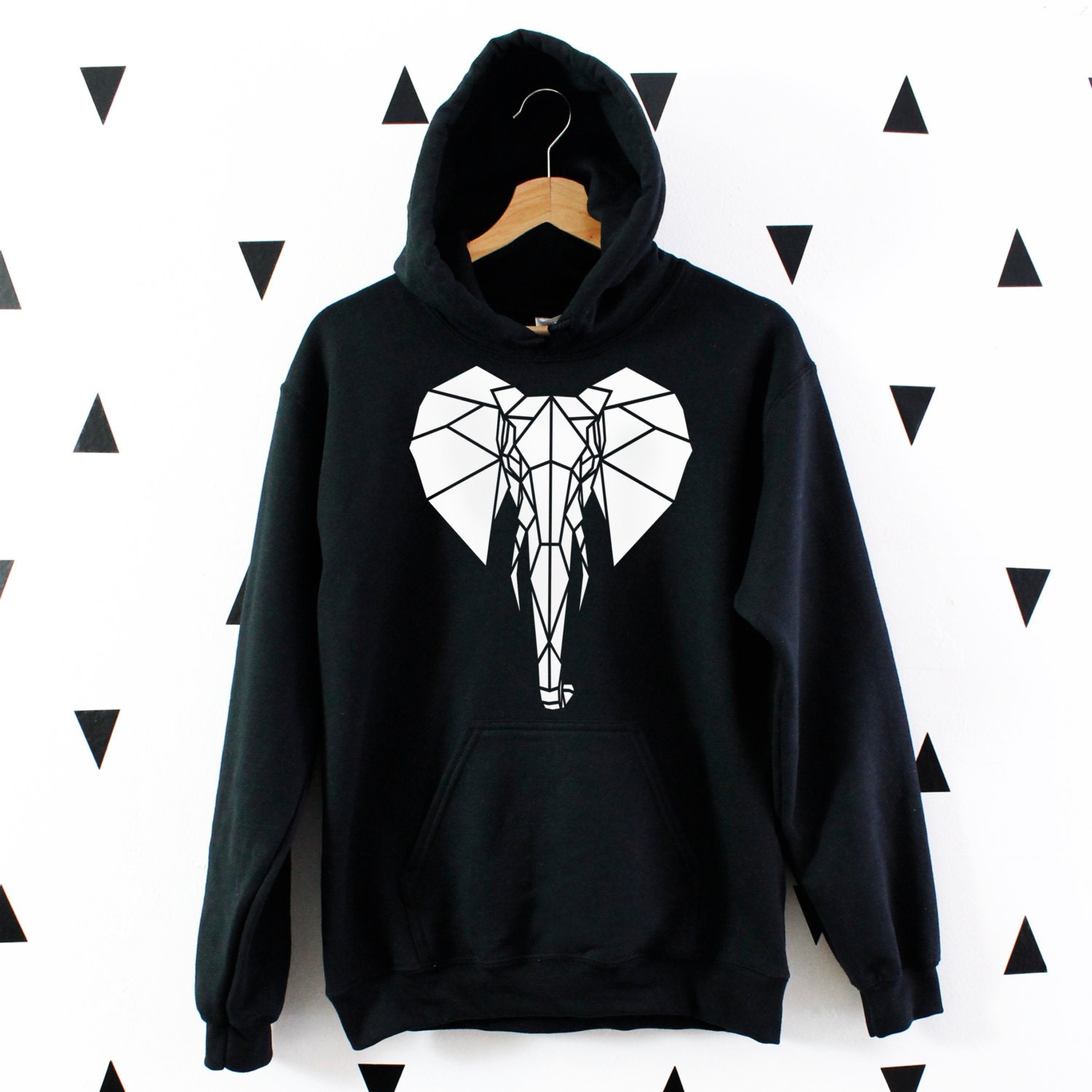Geométrico elefante impresión sudadera con capucha sudadera Etsy
