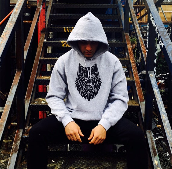geometric wolf hoodie