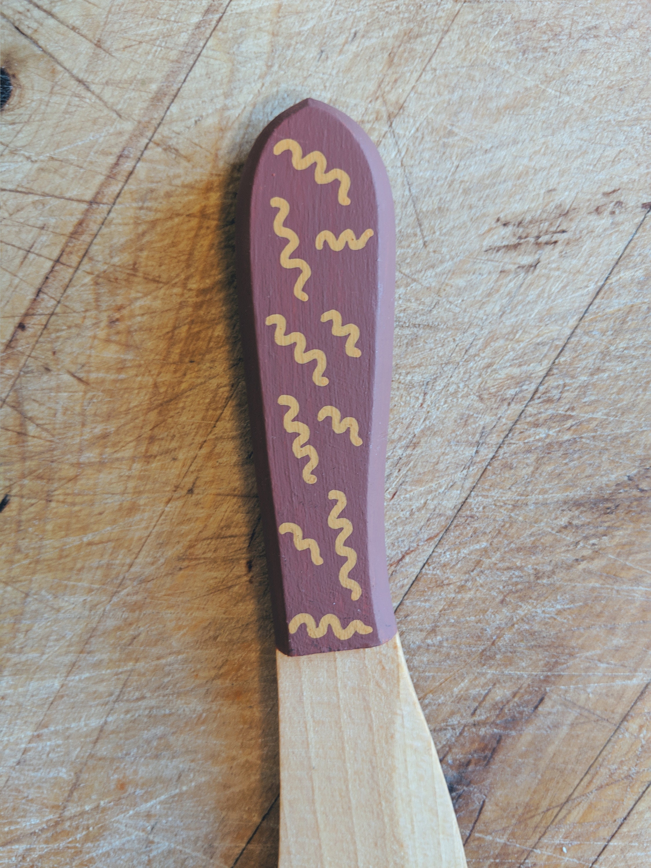 Painted Wooden Butter Knife in Soft Dusky Pink With Squiggle Etsy New