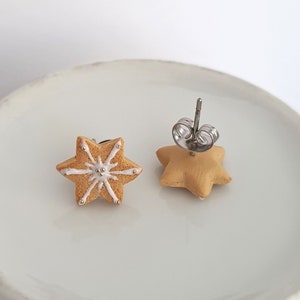 Christmas cookie studs, angel and Christmas star cookie stud earrings, Xmas cookie studs, inedible jewelry, miniature food, holiday jewelry image 10
