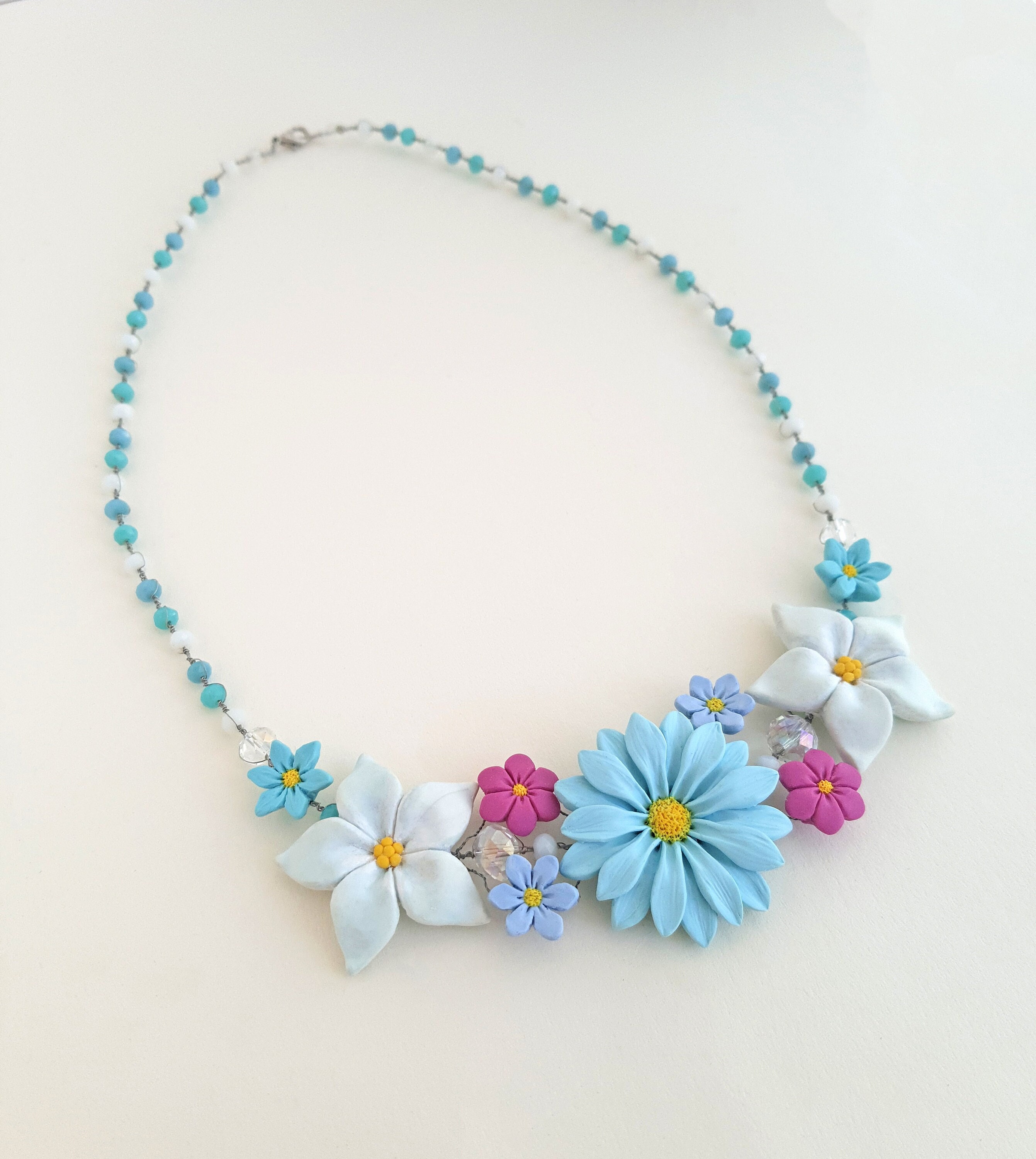 Polymer clay cheap flower necklace