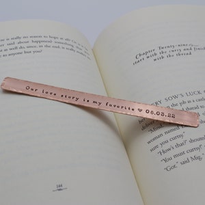 Copper Anniversary Bookmark, 7th Anniversary Gift - Metal Bookmark - Custom Quote Bookmar, Personalized Bookmark, Gift for Booklovers