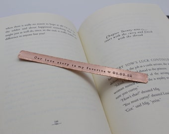 Copper Anniversary Bookmark, 7th Anniversary Gift - Metal Bookmark - Custom Quote Bookmar, Personalized Bookmark, Gift for Booklovers