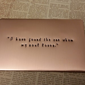 Love note, Copper Wallet Insert, 7th anniversary gift