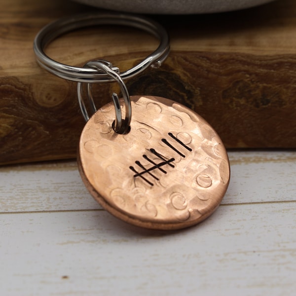 Tally mark keychain, custom tally mark keychain, seventh anniversary tallies, copper anniversary gift