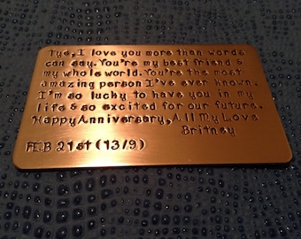 Christmas gift, man card copper