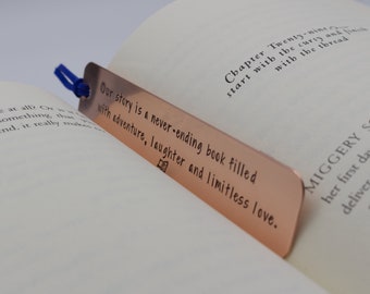 Copper Anniversary Bookmark, 7th Anniversary Gift - Metal Bookmark - Custom Quote Bookmar, Personalized Bookmark, Gift for Booklovers