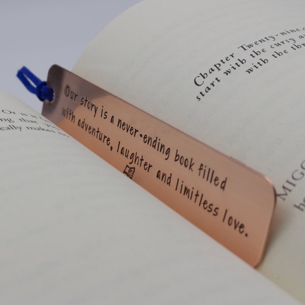 Copper Anniversary Bookmark, 7th Anniversary Gift - Metal Bookmark - Custom Quote Bookmar, Personalized Bookmark, Gift for Booklovers