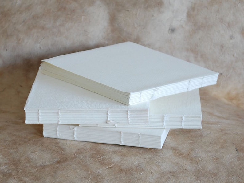 13x16cm Blank Book Blocks, Rough or Smooth surface 210 gsm Khadi Cotton Rag Paper 5x6.25inch sketchbook, deckle edges, Book-making supplies image 1