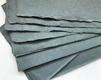 10 small Dark Grey Cotton Rag 10 x 7.5 inch 25 x 18cm  Khadi rough surface 210 gsm artists paper, Indian handmade paper oil charcoal pastels