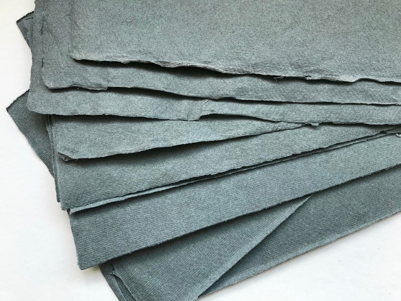 10 small Dark Grey Cotton Rag 10 x 7.5 inch 25 x 18cm Khadi rough surface 210 gsm artists paper, Indian handmade paper oil charcoal pastels image 1